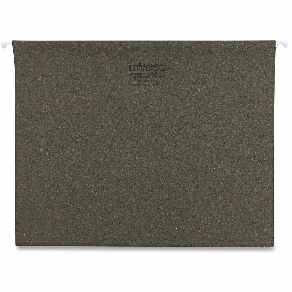 Hanging File Folders, Letter Size, 1/5-Cut Tabs, Standard Green, 25/Box