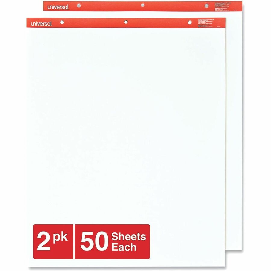 Easel Pads/Flip Charts, Unruled, 27 x 34, White, 50 Sheets, 2/Carton
