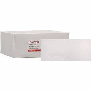 Open-Side Business Envelope, 1 Window, #10, Commercial Flap, Gummed Closure, 4.13 x 9.5, White, 500/Box