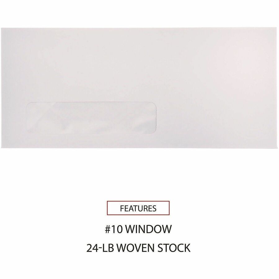 Open-Side Business Envelope, 1 Window, #10, Commercial Flap, Gummed Closure, 4.13 x 9.5, White, 500/Box