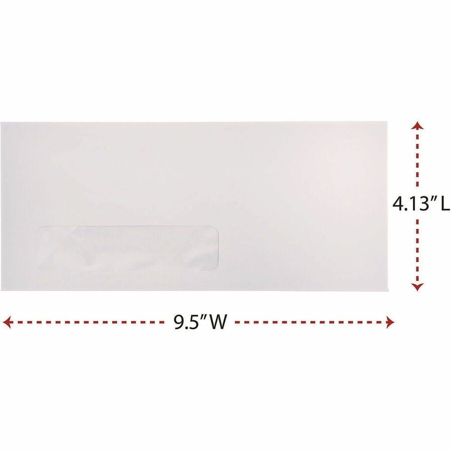 Open-Side Business Envelope, 1 Window, #10, Commercial Flap, Gummed Closure, 4.13 x 9.5, White, 500/Box