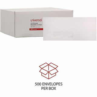 Open-Side Business Envelope, 1 Window, #10, Commercial Flap, Gummed Closure, 4.13 x 9.5, White, 500/Box