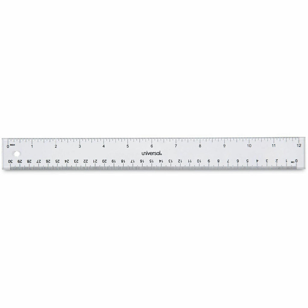 Clear Plastic Ruler, Standard/Metric, 12" Long, Clear