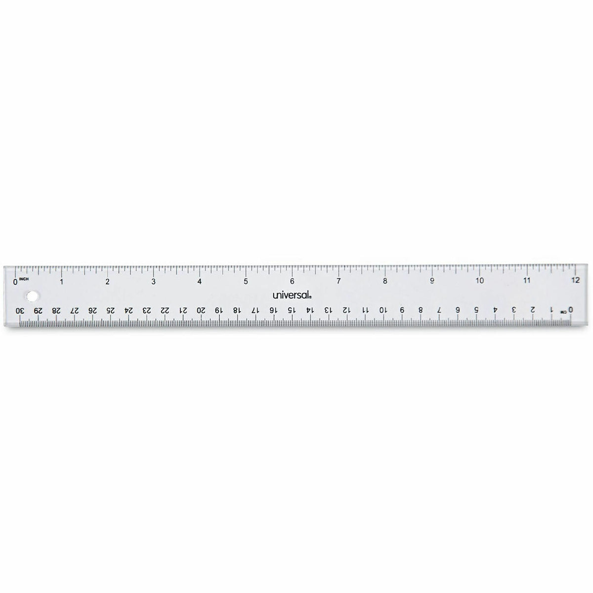 Clear Plastic Ruler, Standard/Metric, 12" Long, Clear