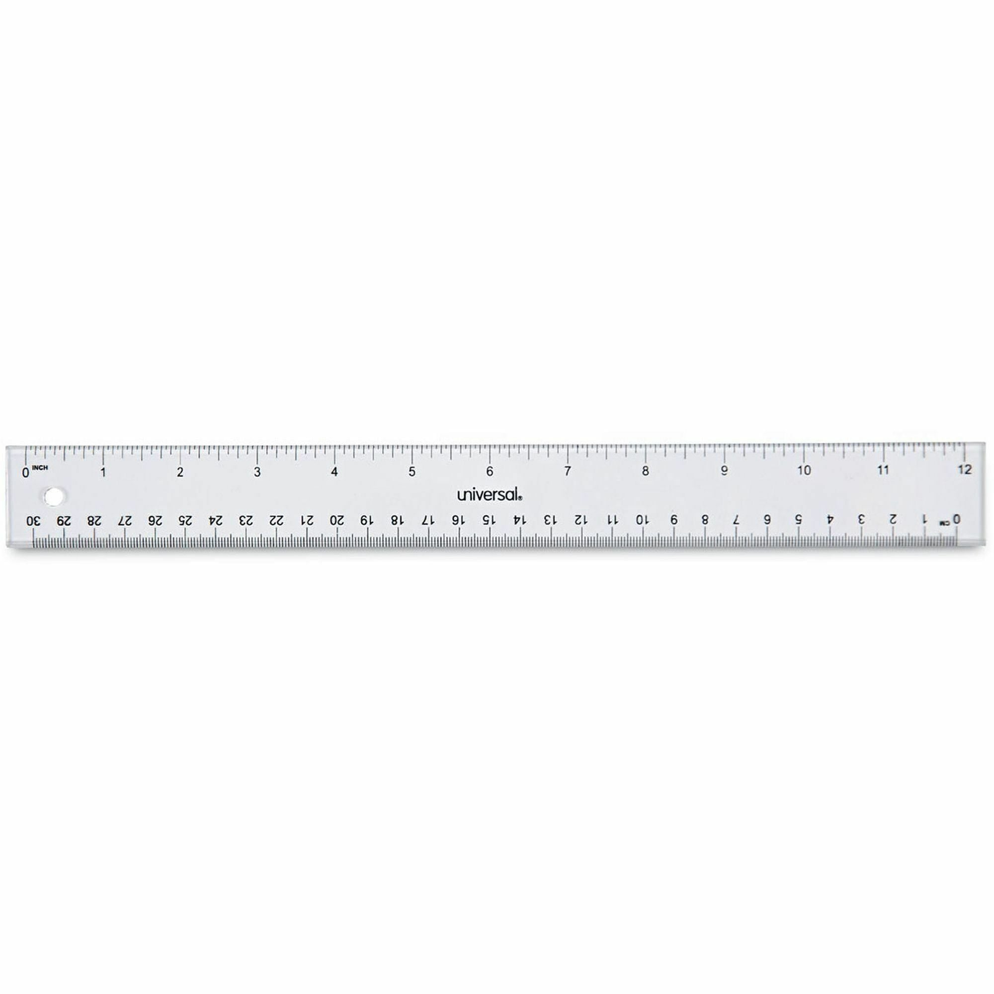 Clear Plastic Ruler, Standard/Metric, 12" Long, Clear