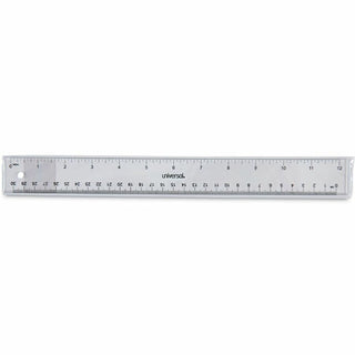 Clear Plastic Ruler, Standard/Metric, 12" Long, Clear