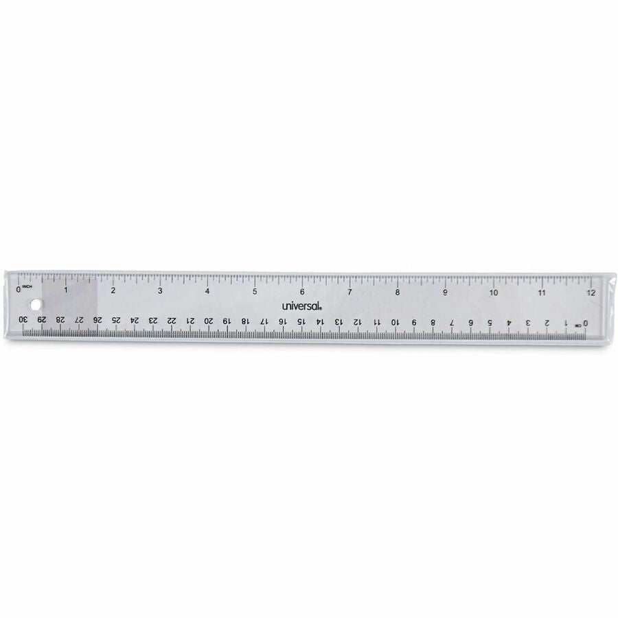 Clear Plastic Ruler, Standard/Metric, 12" Long, Clear