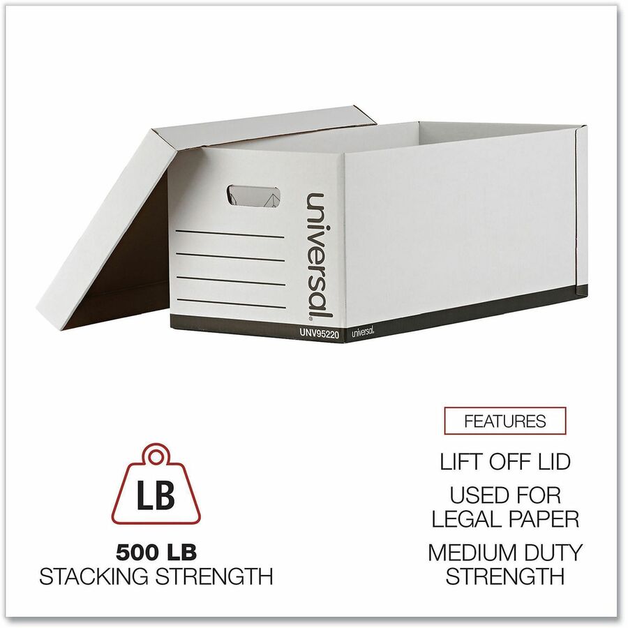 Medium-Duty Easy Assembly Storage Box, Letter Files, White, 12/Carton