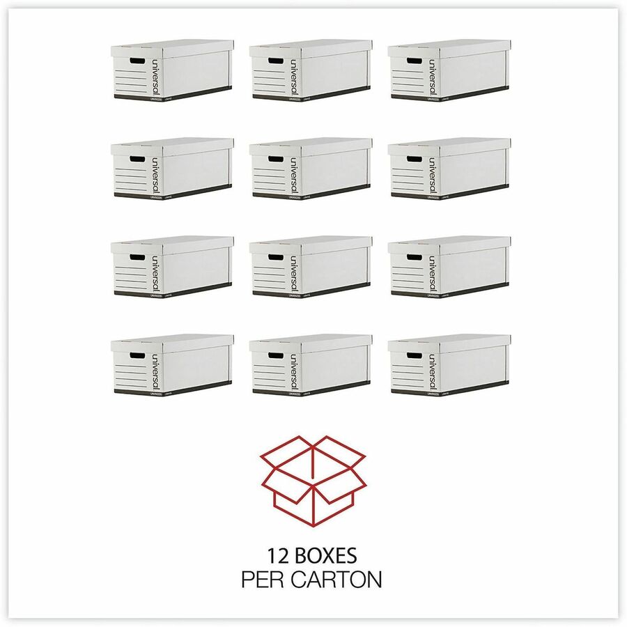 Medium-Duty Easy Assembly Storage Box, Letter Files, White, 12/Carton
