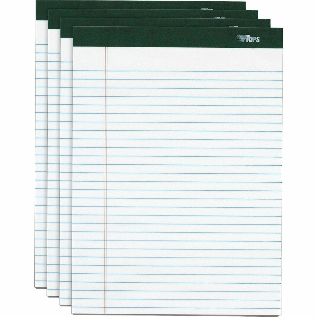 Double Docket Ruled Pads, Narrow Rule, 100 White 8.5 x 11.75 Sheets, 4/Pack