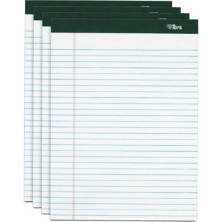 Double Docket Ruled Pads, Narrow Rule, 100 White 8.5 x 11.75 Sheets, 4/Pack