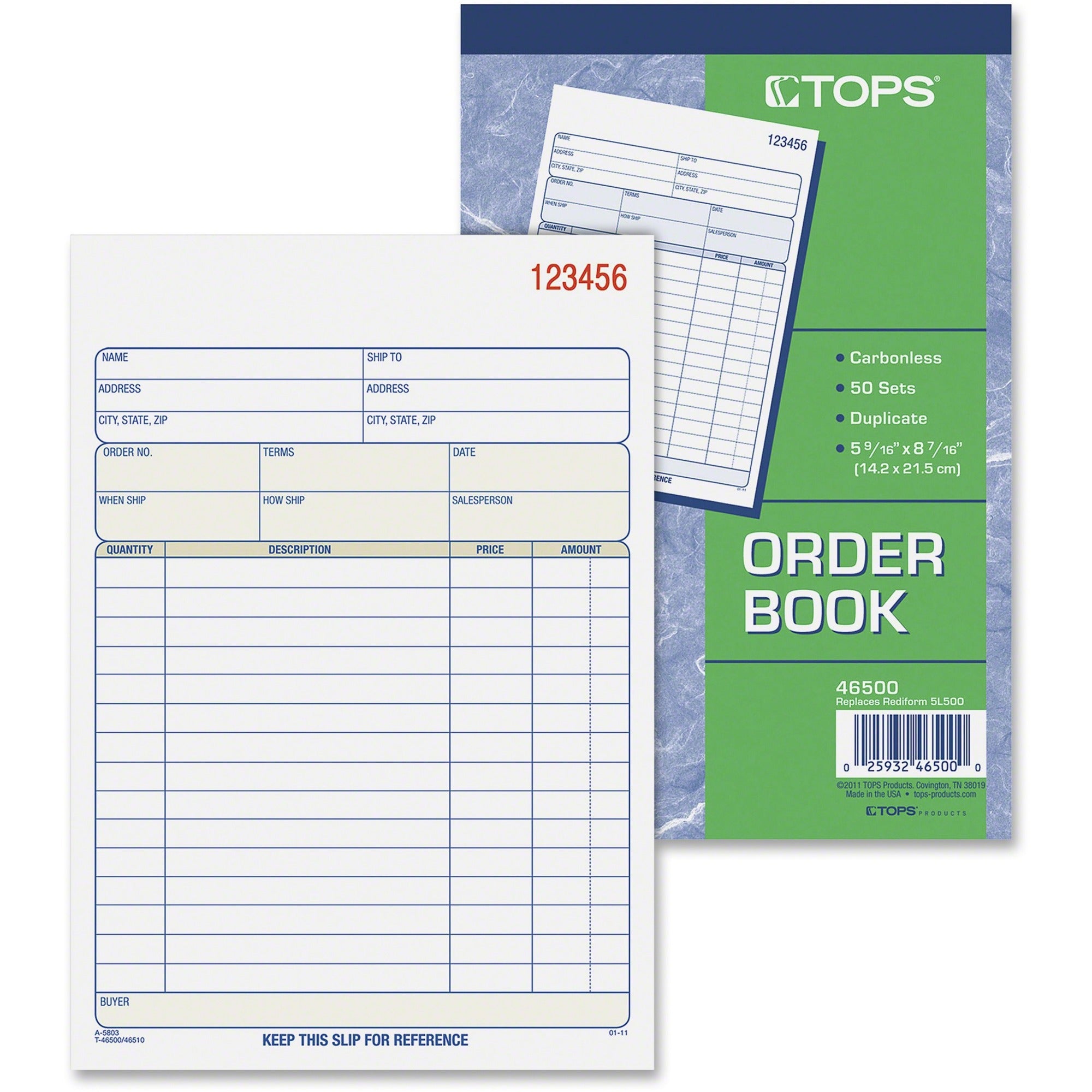 Sales Order Book, Two-Part Carbonless, 7.94 x 5.56, 50 Forms Total