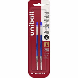uni Jetstream RT Ballpoint Pen Refills - 1 mm, Medium Point - Blue Ink - Super Ink, Water Resistant Ink, Fade Resistant, Fraud Resistant - 2 / Pack