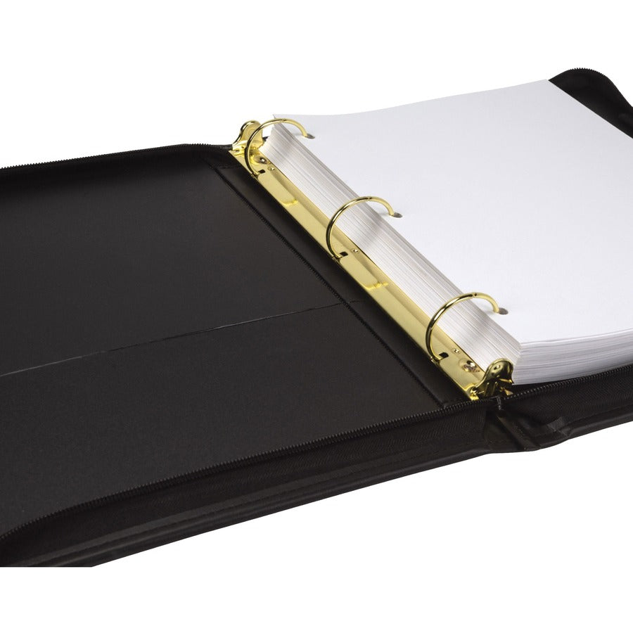 Classic Collection Zipper Ring Binder, 3 Rings, 1.5" Capacity, 11 x 8.5, Black