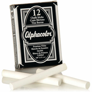 Quartet Alphacolor Premium Chalk Sticks - 0.4" Diameter - White - 12 / Box - Non-toxic