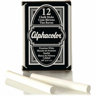 Quartet Alphacolor Premium Chalk Sticks - 0.4" Diameter - White - 12 / Box - Non-toxic