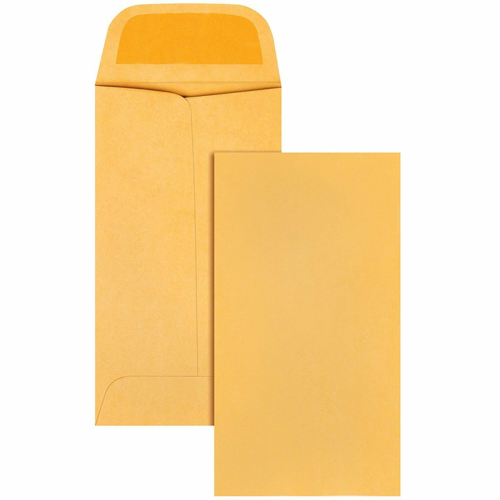 Kraft Coin and Small Parts Envelope, #5, Square Flap, Gummed Closure, 2.88 x 5.25, Brown Kraft, 500/Box
