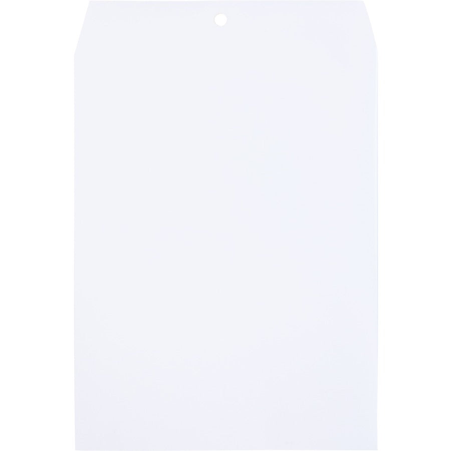 Clasp Envelope, 28 lb Bond Weight Paper, #90, Square Flap, Clasp/Gummed Closure, 9 x 12, White, 100/Box