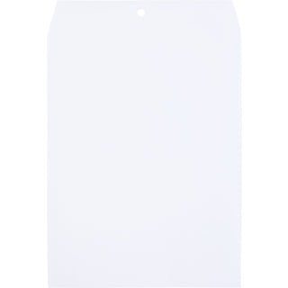 Clasp Envelope, 28 lb Bond Weight Paper, #90, Square Flap, Clasp/Gummed Closure, 9 x 12, White, 100/Box