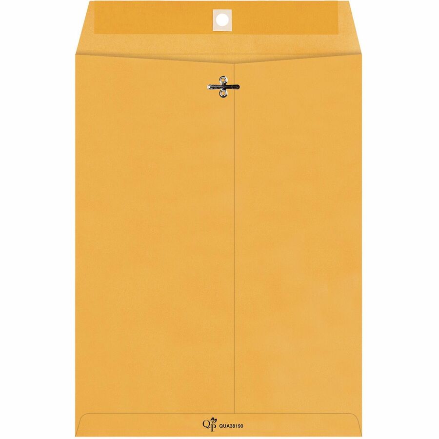 Clasp Envelope, 28 lb Bond Weight Kraft, #90, Square Flap, Clasp/Gummed Closure, 9 x 12, Brown Kraft, 100/Box