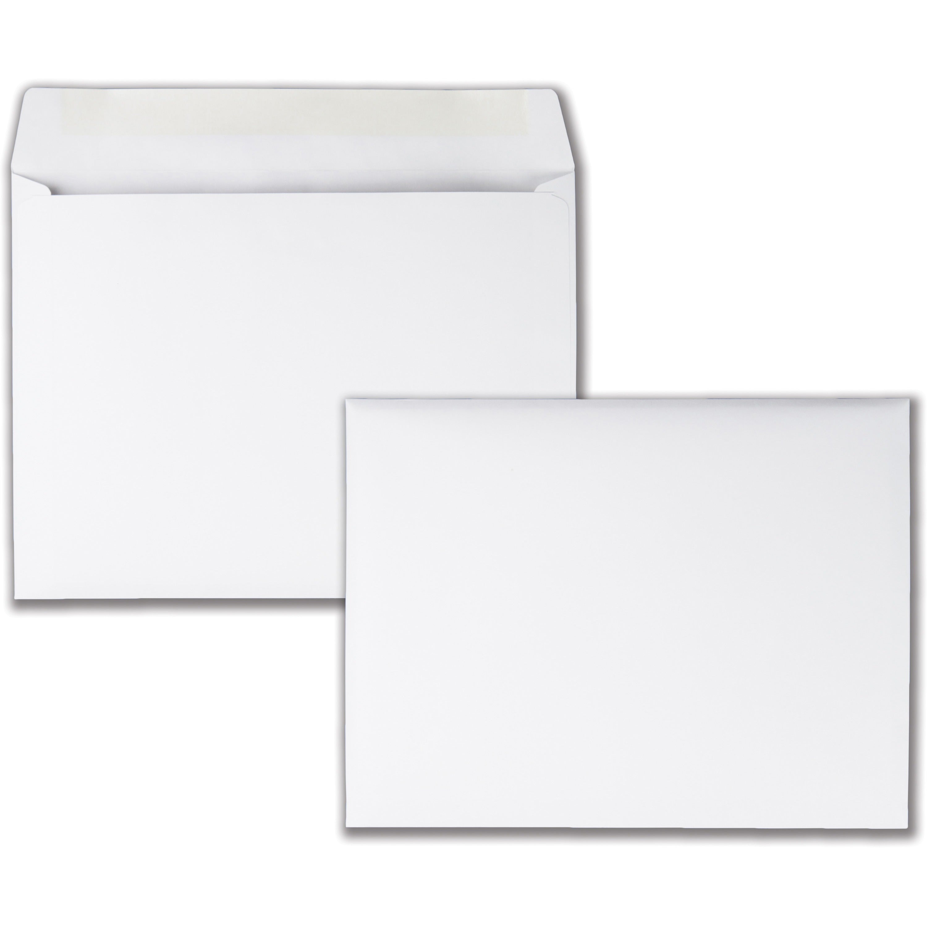 Open-Side Booklet Envelope, #10 1/2, Hub Flap, Gummed Closure, 9 x 12, White, 100/Box