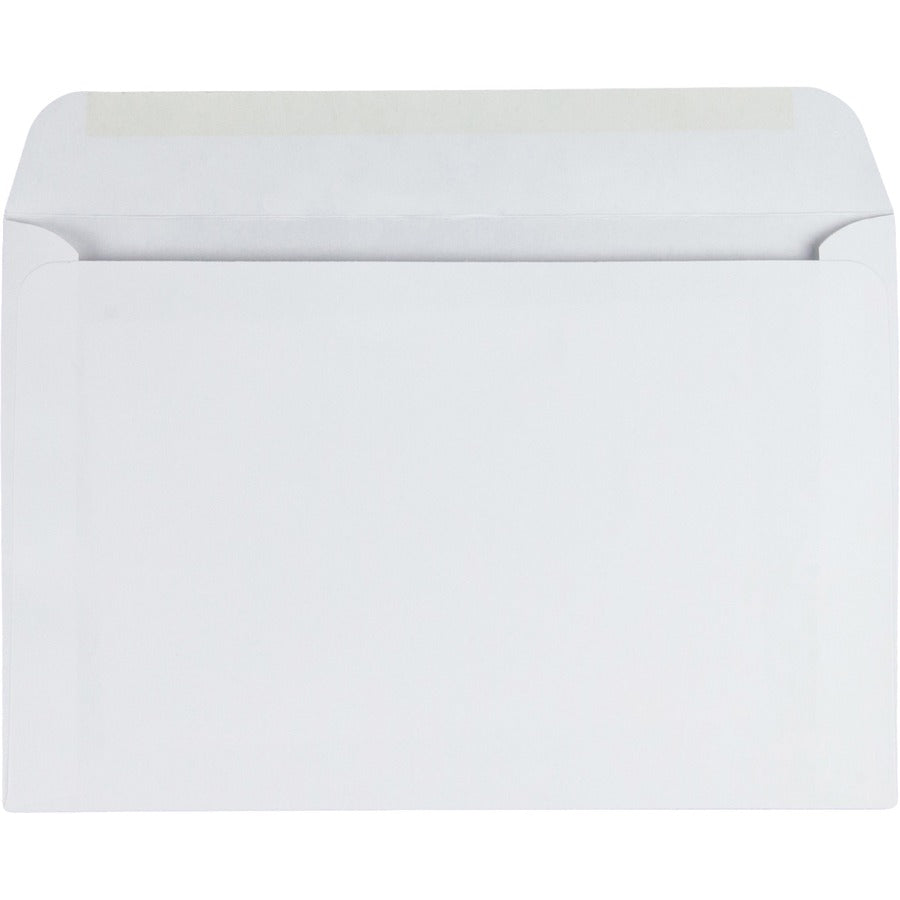 Open-Side Booklet Envelope, #6 1/2, Hub Flap, Gummed Closure, 6 x 9, White, 500/Box