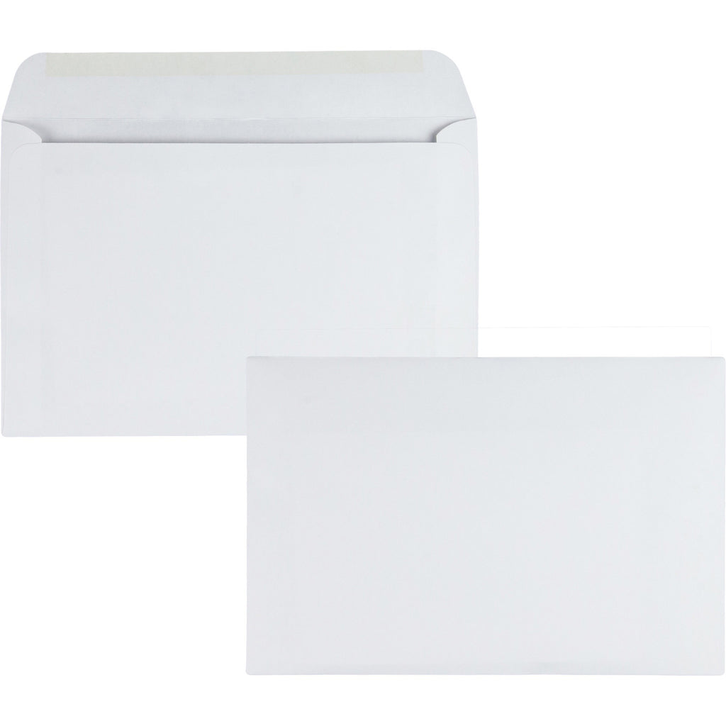 Open-Side Booklet Envelope, #6 1/2, Hub Flap, Gummed Closure, 6 x 9, White, 500/Box