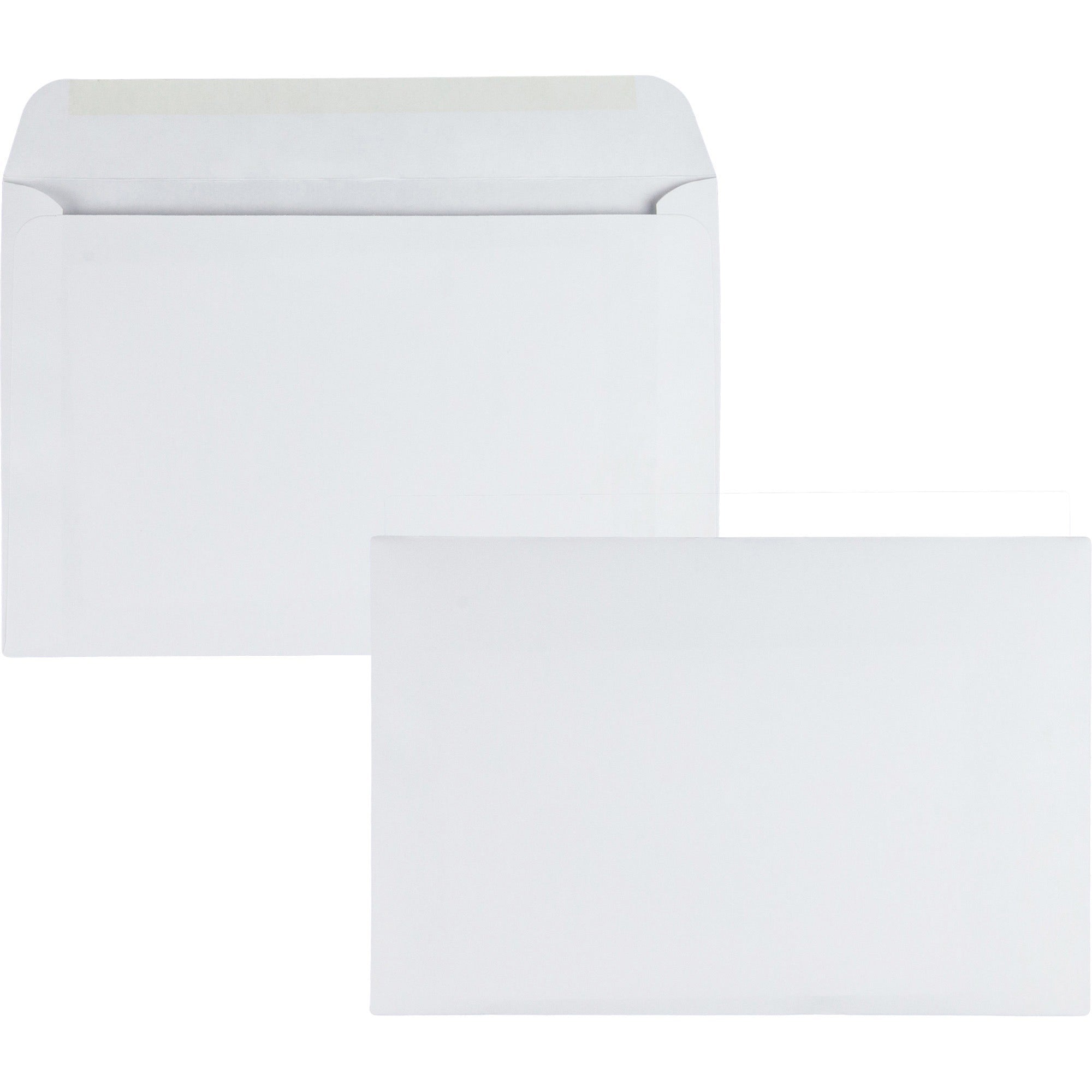 Open-Side Booklet Envelope, #6 1/2, Hub Flap, Gummed Closure, 6 x 9, White, 500/Box