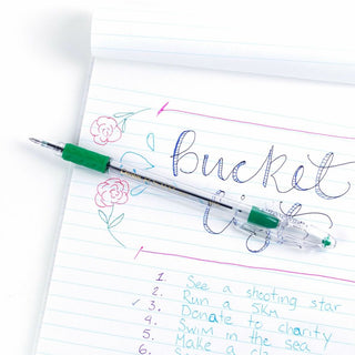 Pentel R.S.V.P. Ballpoint Stick Pens - Medium Pen Point - 1 mm Pen Point Size - Refillable - Green - Clear Barrel - 1 Dozen