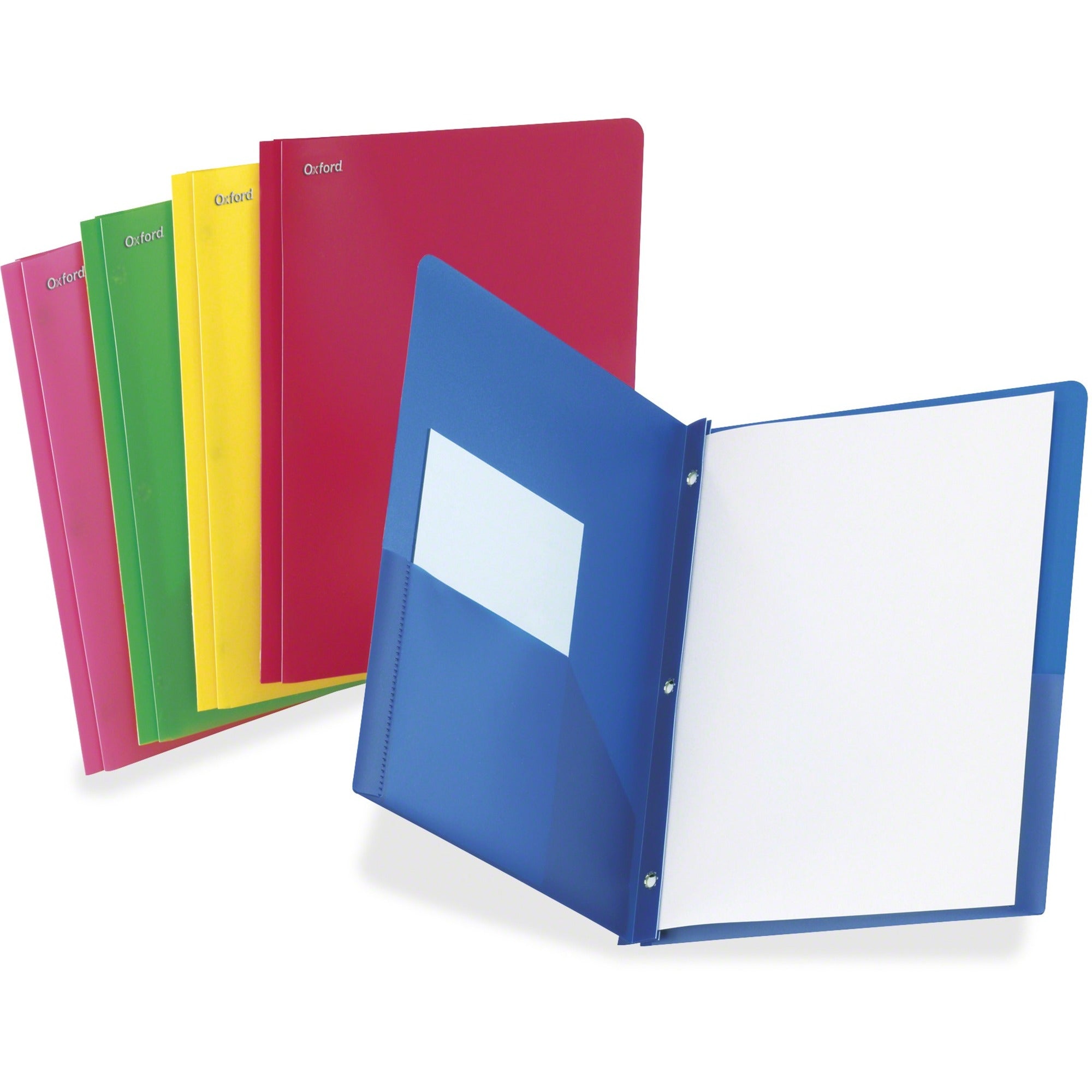 Two-Pocket Portfolio, Tang Fastener, 0.5" Capacity, 11 x 8.5, Assorted Colors, 25/Box