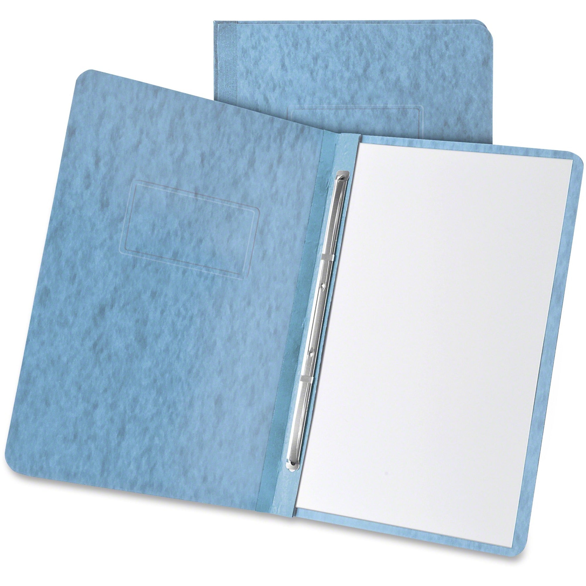 Heavyweight PressGuard and Pressboard Report Cover w/Reinforced Side Hinge, 2-Prong Fastener, 3" Cap, 8.5 x 11, Lgt Blue