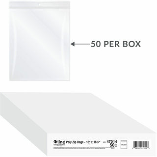 C-Line Heavyweight Industrial Poly Zip Bags - Oversized For Green Bar Computer Paper, 13 x 16-3/4 x 2, 50/BX, 47014