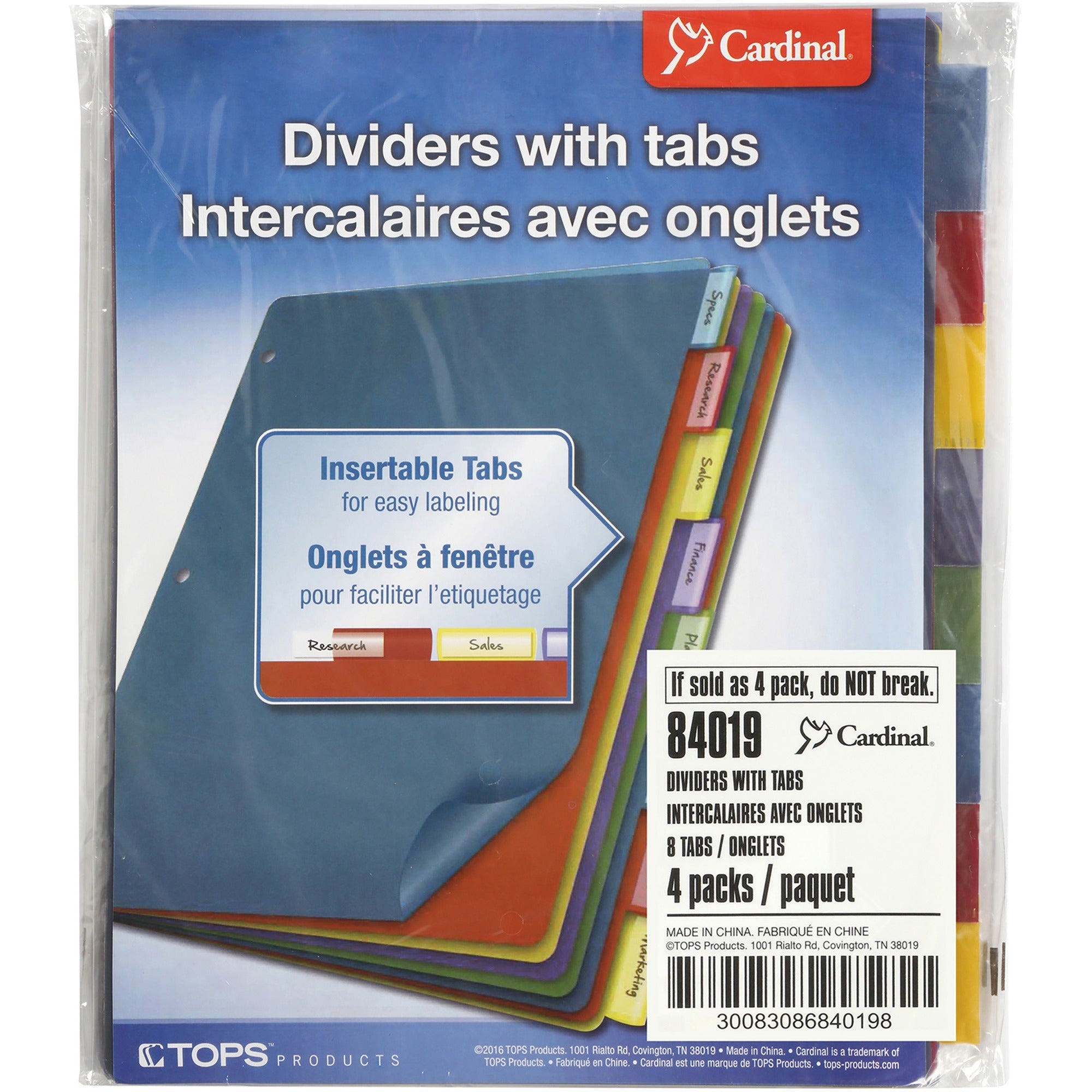 Poly Index Dividers, 8-Tab, 11 x 8.5, Assorted, 4 Sets