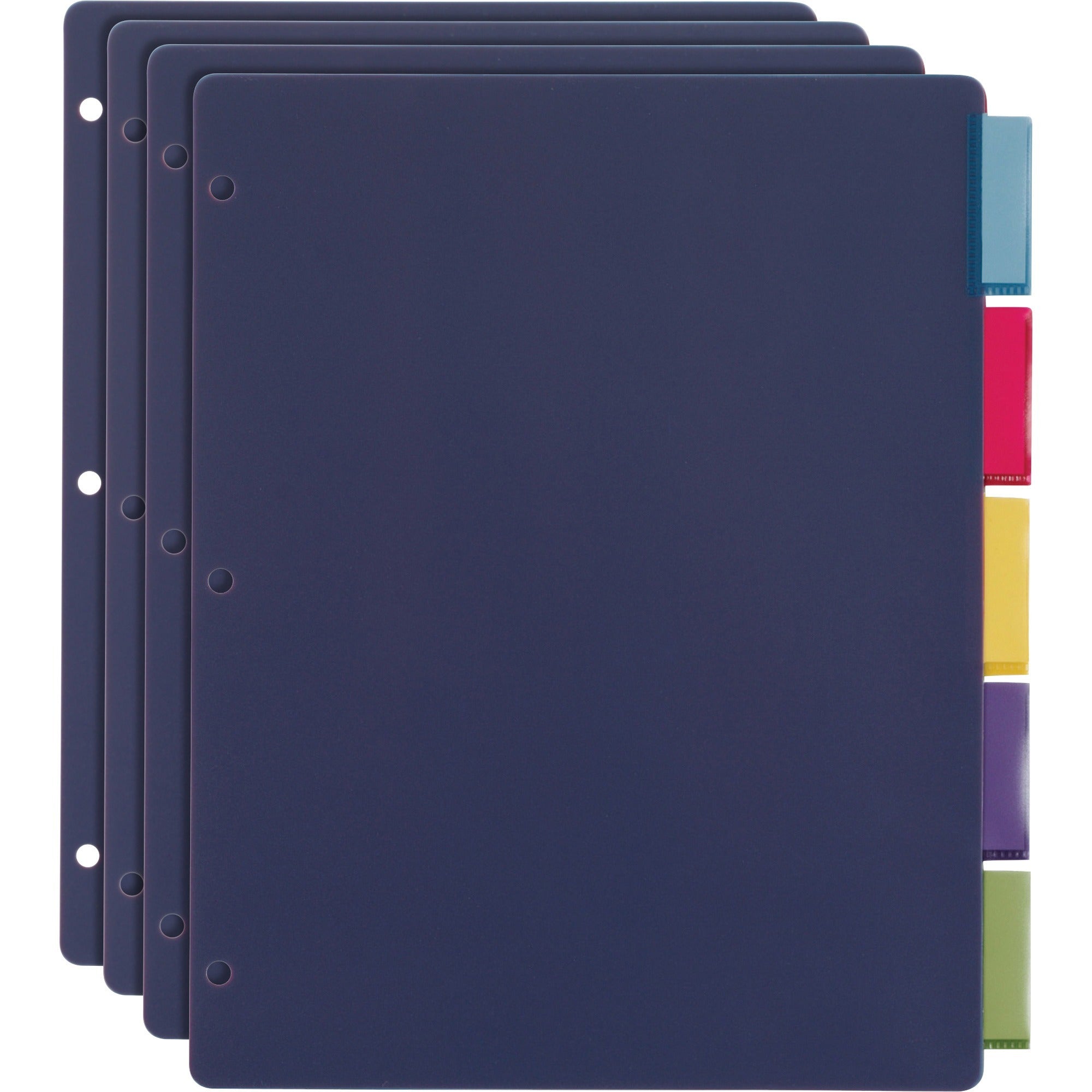 Poly Index Dividers, 5-Tab, 11 x 8.5, Assorted, 4 Sets