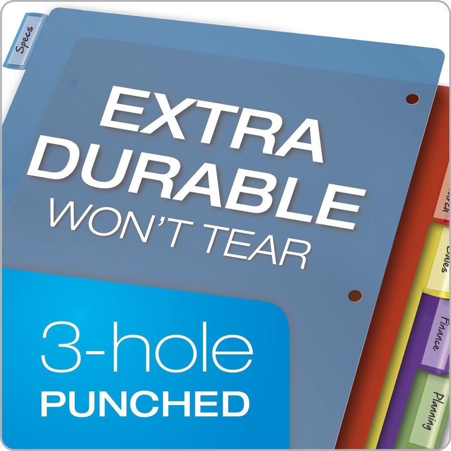 Poly Index Dividers, 5-Tab, 11 x 8.5, Assorted, 4 Sets