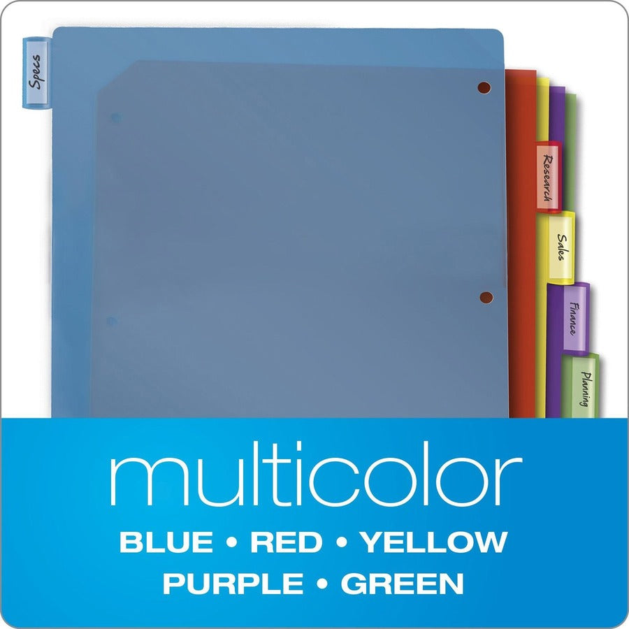 Poly Index Dividers, 5-Tab, 11 x 8.5, Assorted, 4 Sets
