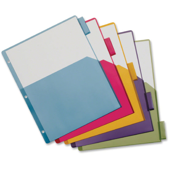 Cardinal - Poly 1-Pocket Index Dividers, Letter, Assorted, 5-Tabs/Set, 4 Sets/Pack, Sold as 1 PK - 2