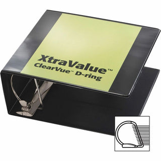 Performer ClearVue Slant-D Ring Binder, 3 Rings, 5" Capacity, 11 x 8.5, Black