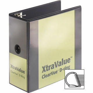 Performer ClearVue Slant-D Ring Binder, 3 Rings, 5" Capacity, 11 x 8.5, Black