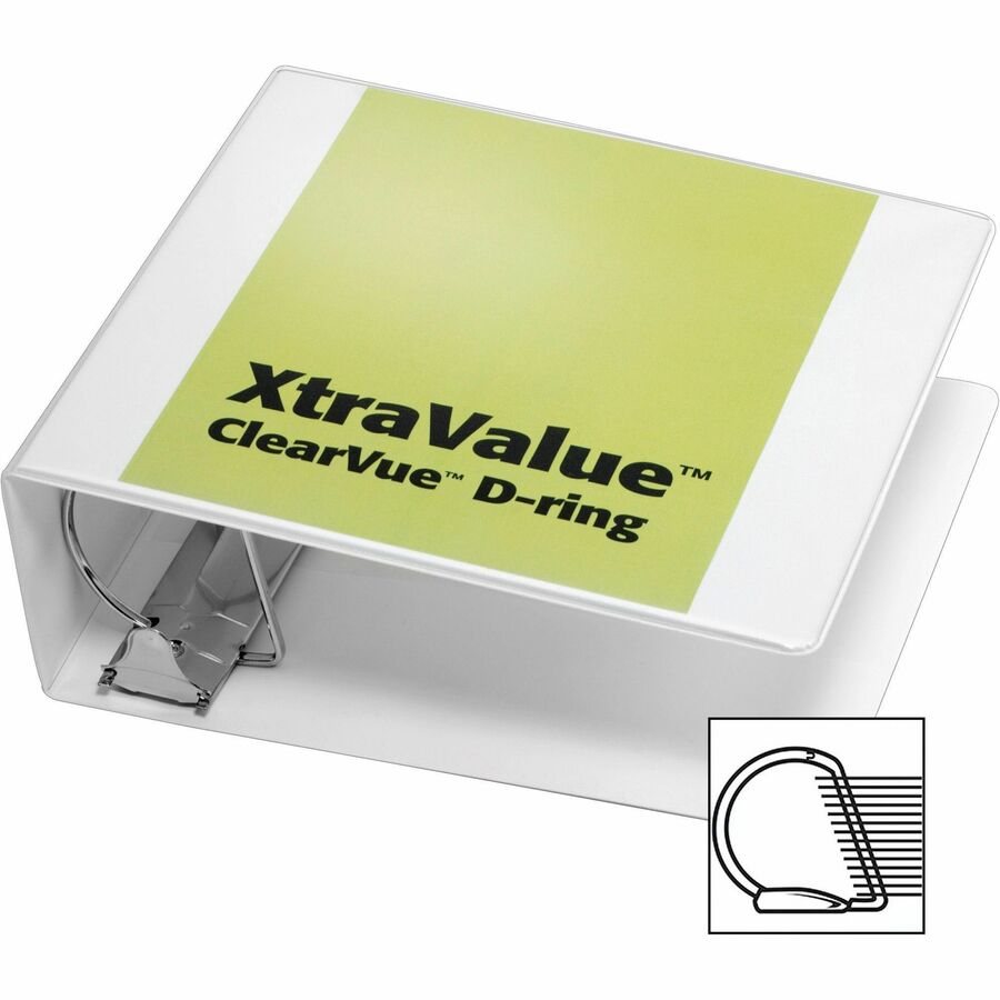 Performer ClearVue Slant-D Ring Binder, 3 Rings, 4" Capacity, 11 x 8.5, White