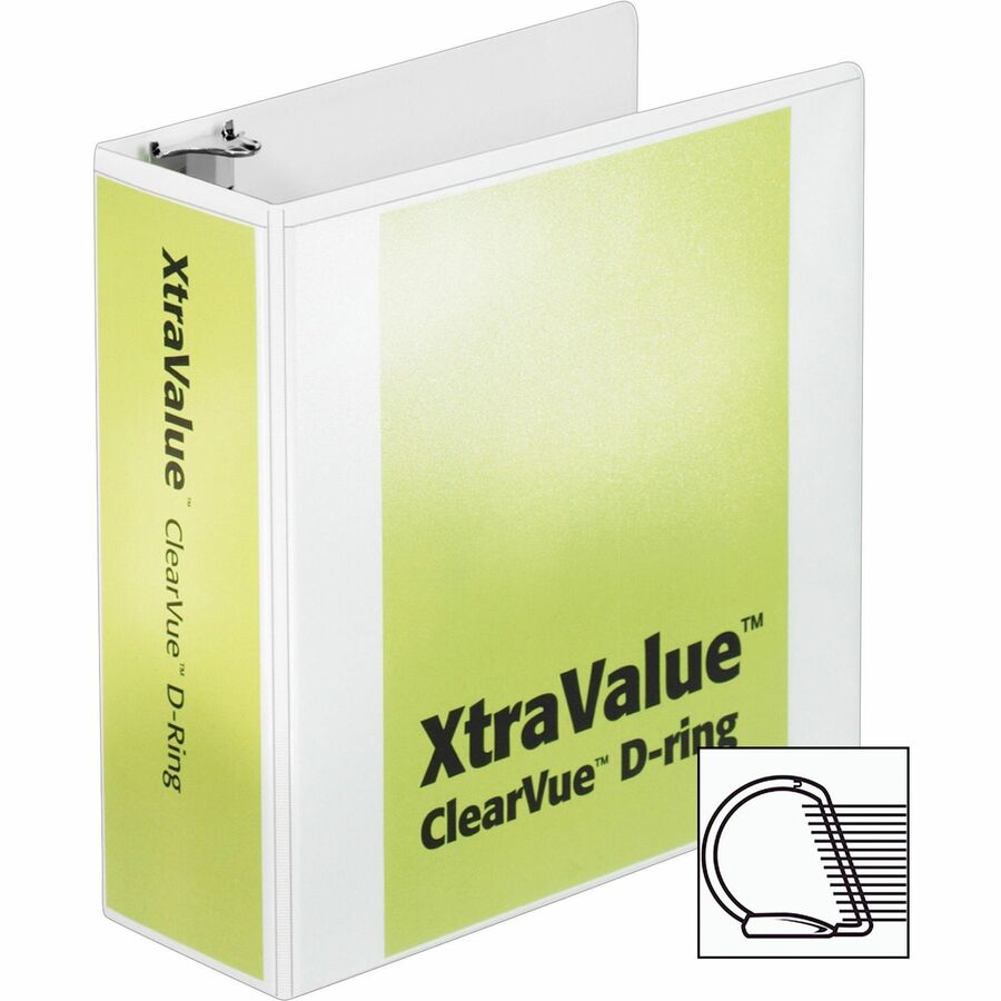 Performer ClearVue Slant-D Ring Binder, 3 Rings, 4" Capacity, 11 x 8.5, White