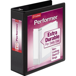 Performer ClearVue Slant-D Ring Binder, 3 Rings, 3" Capacity, 11 x 8.5, Black