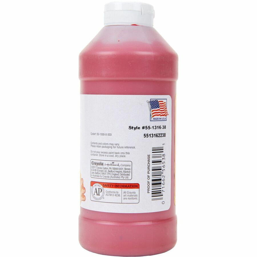 Crayola Washable Finger Paint - 16 fl oz - 1 Each - Red