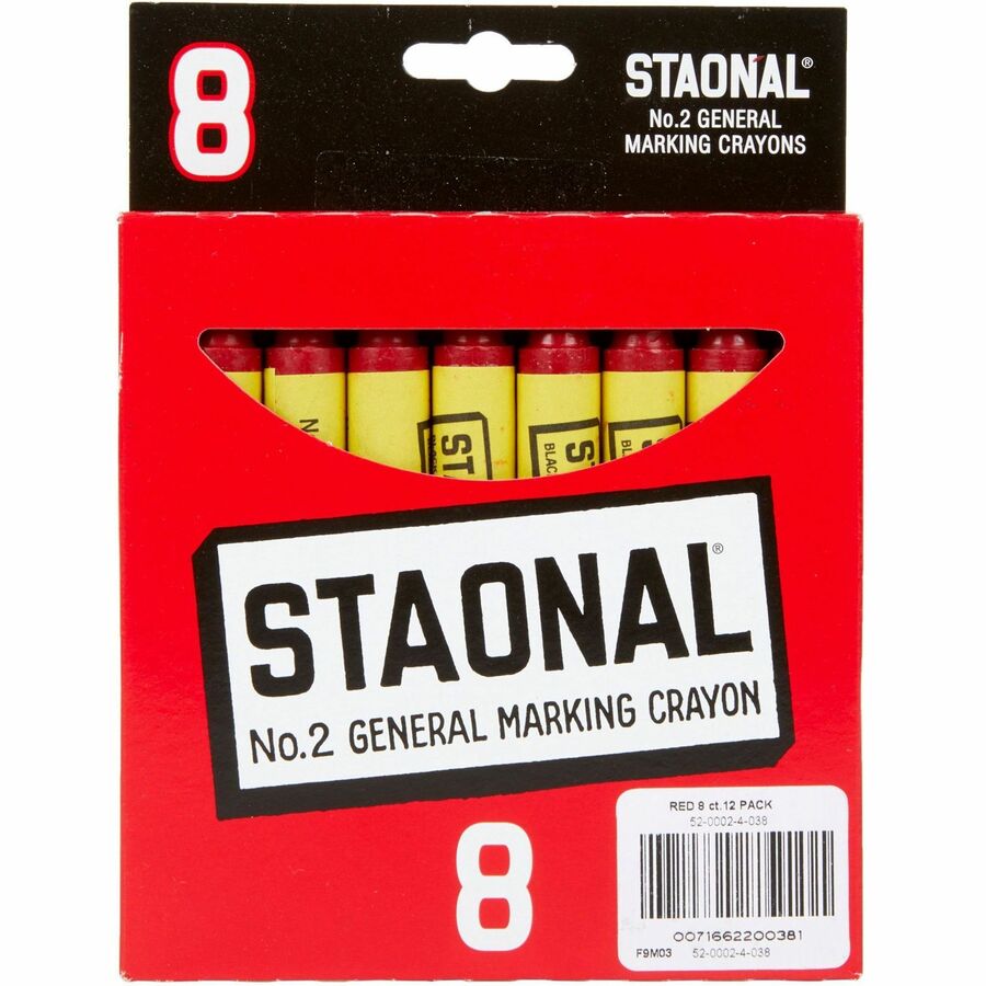Crayola Staonal Marking Crayon - 5" Length - 0.5" Diameter - Red - 8 / Box