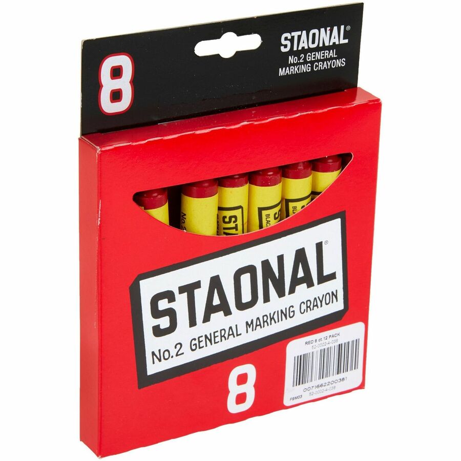 Crayola Staonal Marking Crayon - 5" Length - 0.5" Diameter - Red - 8 / Box