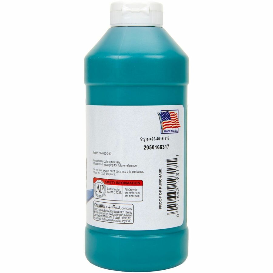 Crayola Portfolio Series Acrylic Paint - 16 fl oz - 1 Each - Phthalo Green