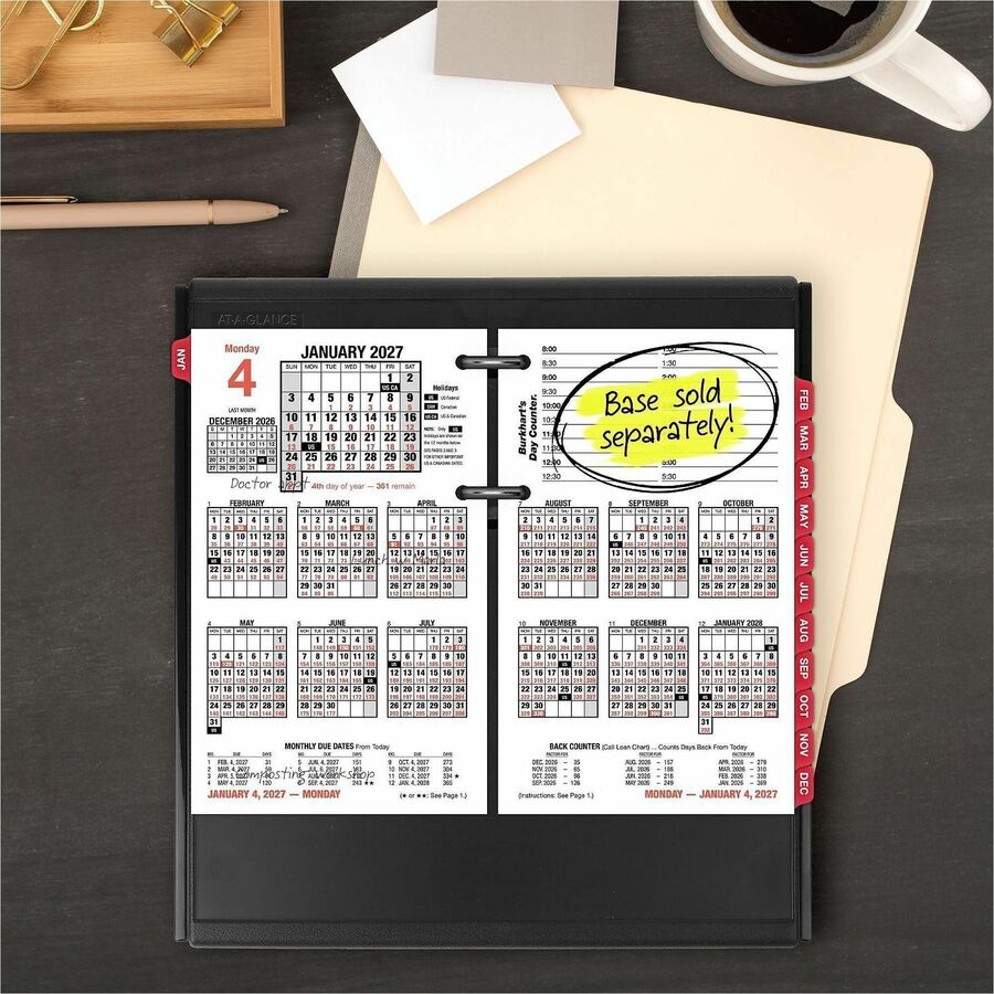 Burkhart's Day Counter Desk Calendar Refill, 4 1/2 x 7 3/8, White, 2016, Sold as 1 Each