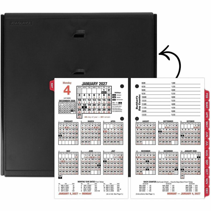 Burkhart's Day Counter Desk Calendar Refill, 4 1/2 x 7 3/8, White, 2016, Sold as 1 Each