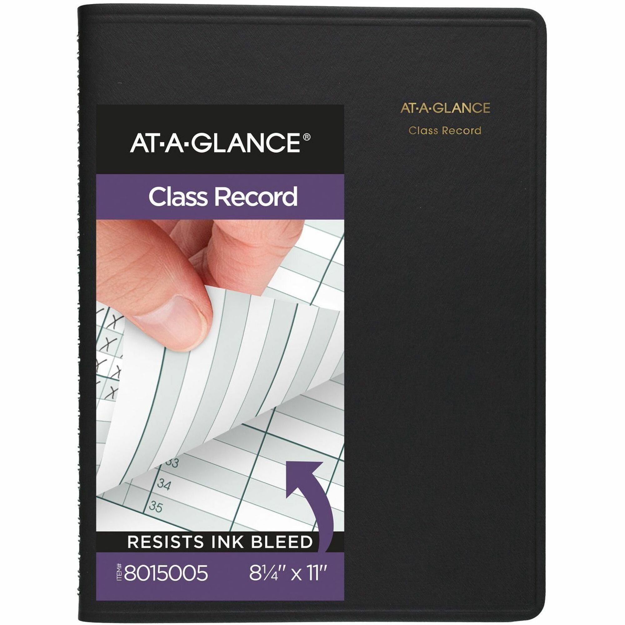 Undated Class Record Book, Nine to 10 Week Term: Two-Page Spread (35 Students), 10.88 x 8.25, Black Cover