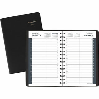 Daily Appointment Book with 15-Minute Appointments, One Day/Page: Mon to Sun, 8 x 5, Black Cover, 12-Month (Jan to Dec): 2024